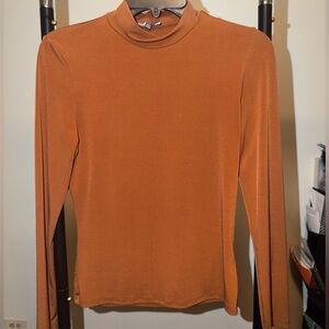 Rust Mock Neck Long Sleeve Top